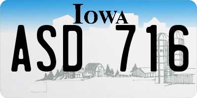IA license plate ASD716