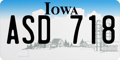 IA license plate ASD718