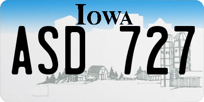IA license plate ASD727