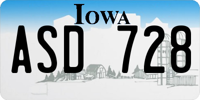IA license plate ASD728