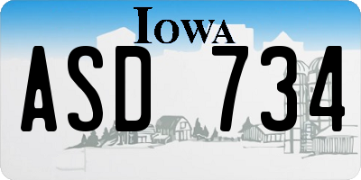 IA license plate ASD734