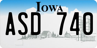 IA license plate ASD740