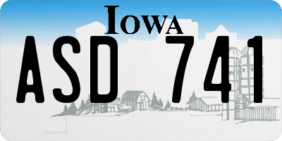 IA license plate ASD741