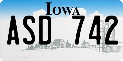 IA license plate ASD742