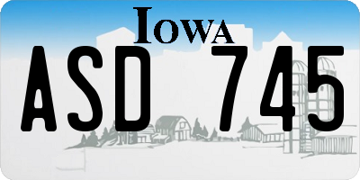 IA license plate ASD745