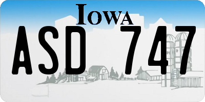 IA license plate ASD747