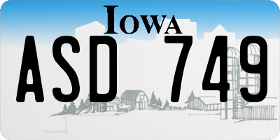 IA license plate ASD749