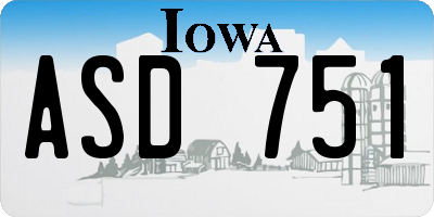 IA license plate ASD751