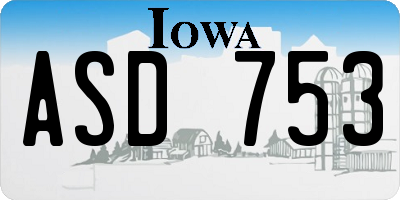 IA license plate ASD753