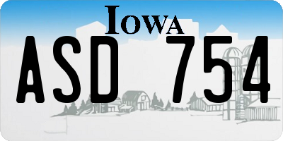 IA license plate ASD754