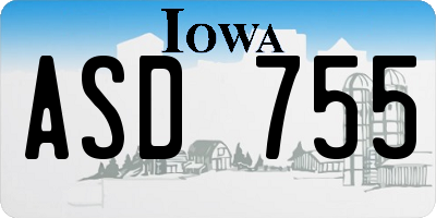IA license plate ASD755