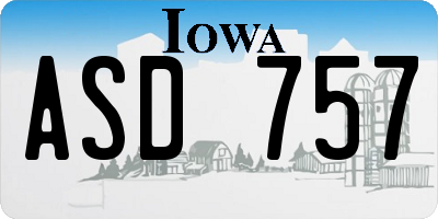 IA license plate ASD757