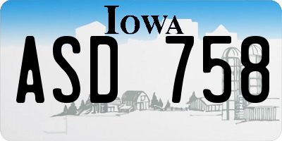IA license plate ASD758