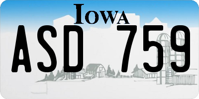 IA license plate ASD759