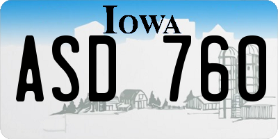 IA license plate ASD760