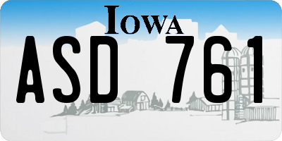 IA license plate ASD761