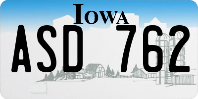 IA license plate ASD762
