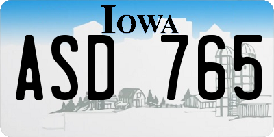 IA license plate ASD765