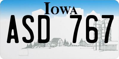 IA license plate ASD767
