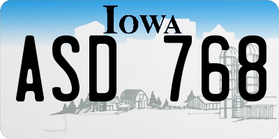 IA license plate ASD768