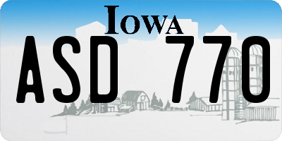 IA license plate ASD770