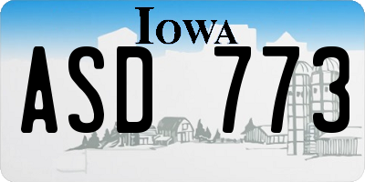 IA license plate ASD773