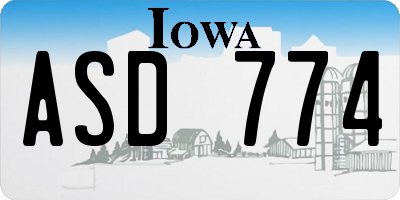 IA license plate ASD774