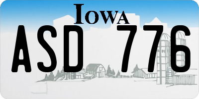 IA license plate ASD776