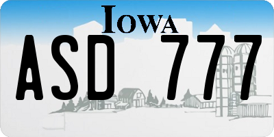 IA license plate ASD777
