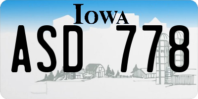 IA license plate ASD778