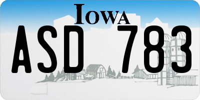 IA license plate ASD783
