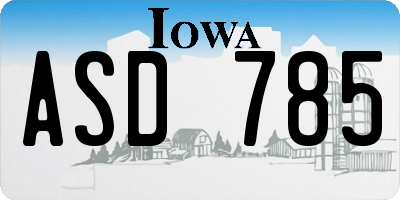 IA license plate ASD785