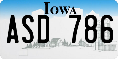 IA license plate ASD786