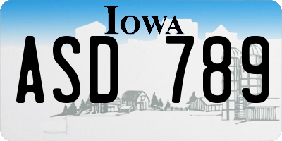 IA license plate ASD789