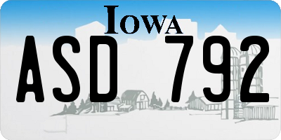 IA license plate ASD792