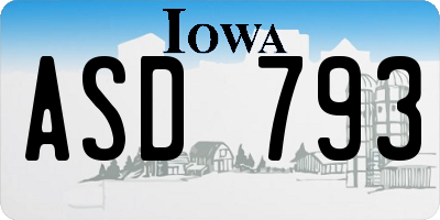 IA license plate ASD793