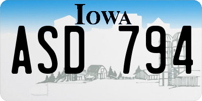 IA license plate ASD794