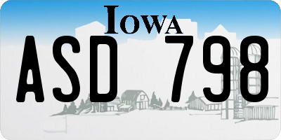 IA license plate ASD798