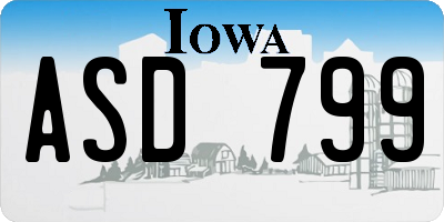 IA license plate ASD799