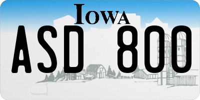 IA license plate ASD800