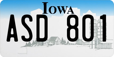 IA license plate ASD801