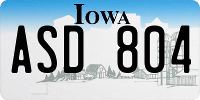 IA license plate ASD804