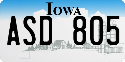 IA license plate ASD805