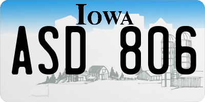IA license plate ASD806
