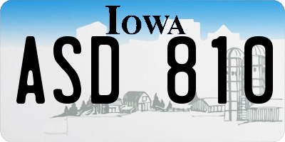 IA license plate ASD810