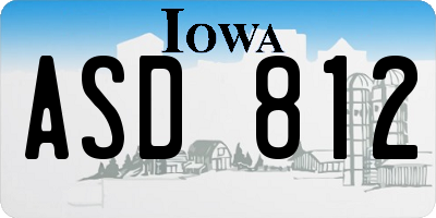IA license plate ASD812