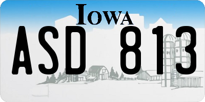 IA license plate ASD813