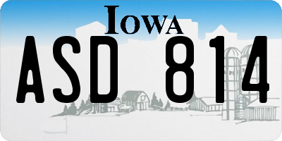 IA license plate ASD814