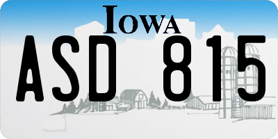 IA license plate ASD815