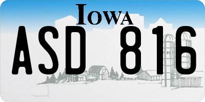 IA license plate ASD816